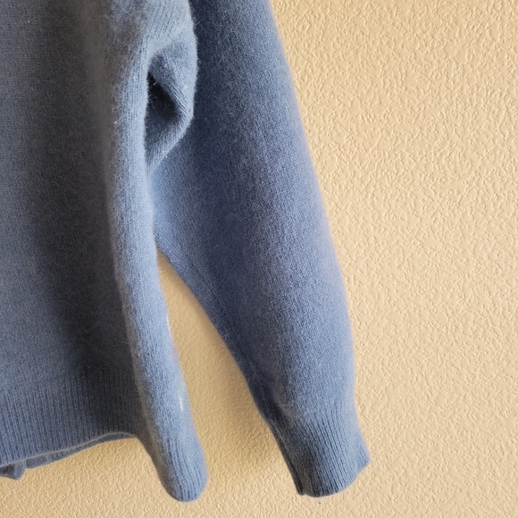 Vintage Spring Creek Angora Sweater Fair isle Blue Sheep Flower Cardigan Size M - Picture 5 of 8